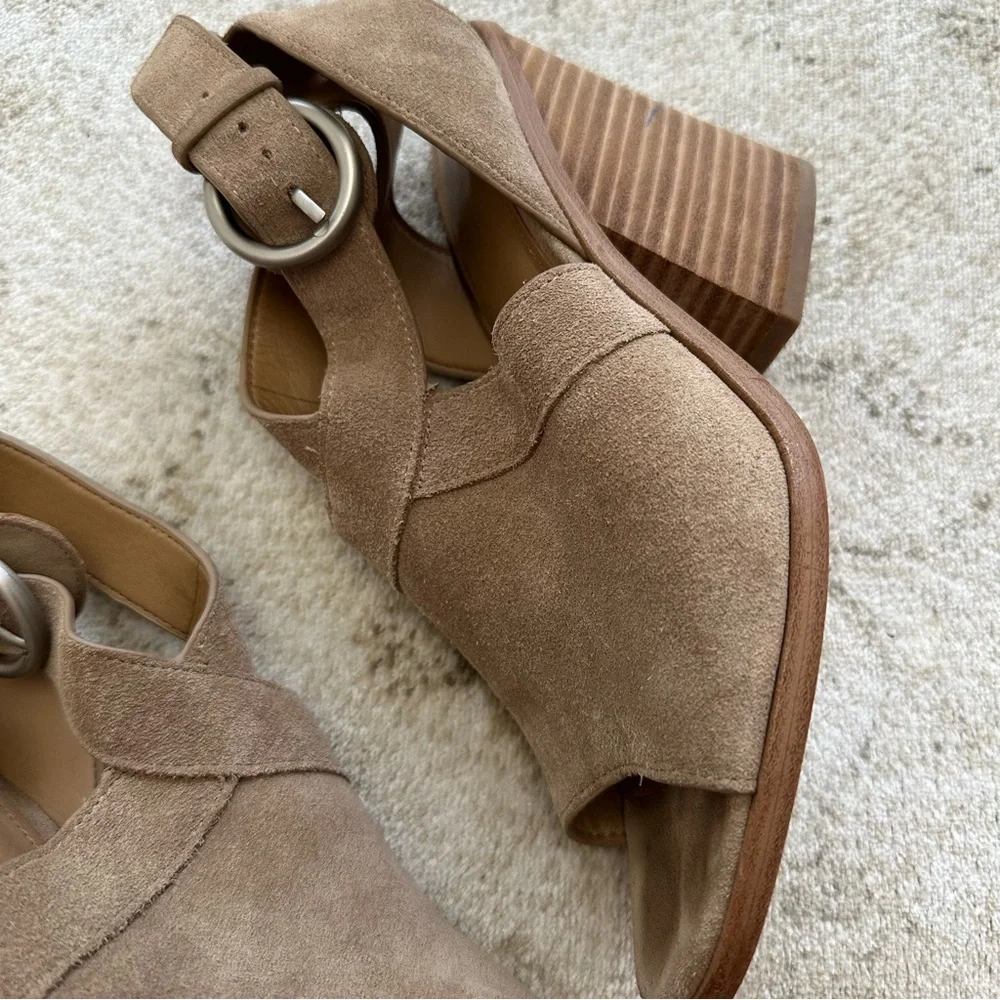 Marc fisher suede sandals heels 7 tan - Picture 7 of 8